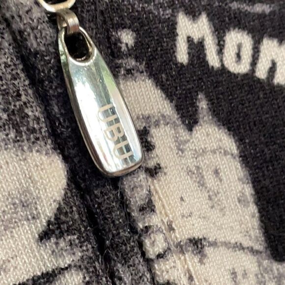 UBU zip front fine knit Monte Carlo print  cardigan size PL - Picture 6 of 10